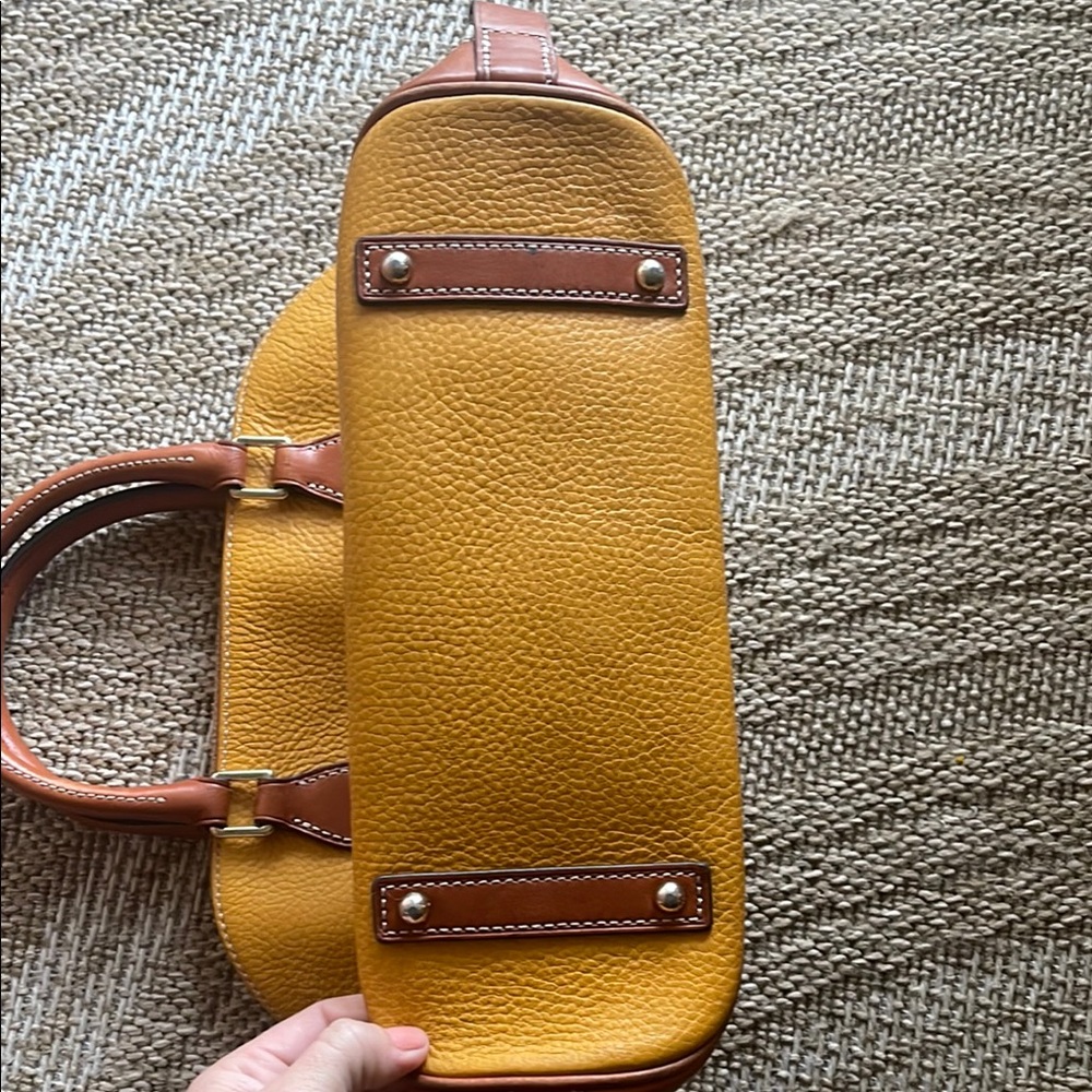 Dooney & Bourke Yellow and Brown Leather Satchel - Picture 4 of 9